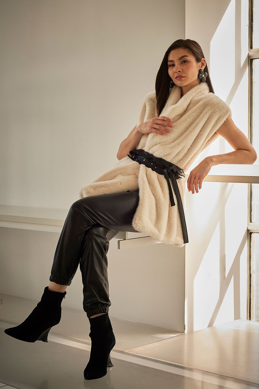 Buy Vegan Luxe Lambskin Cut Out Obi Belt in Black Online Black Natori