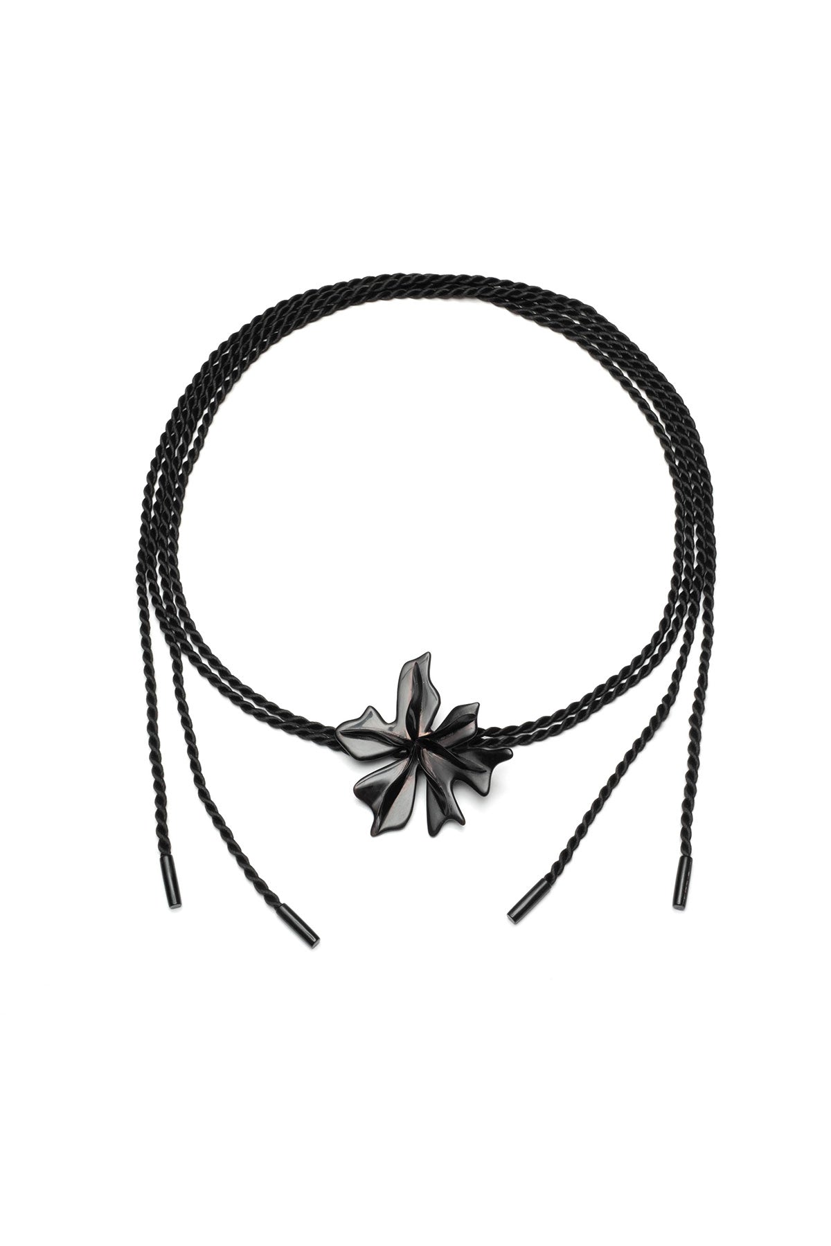 Horn Floral Pendant Belt Black Natori