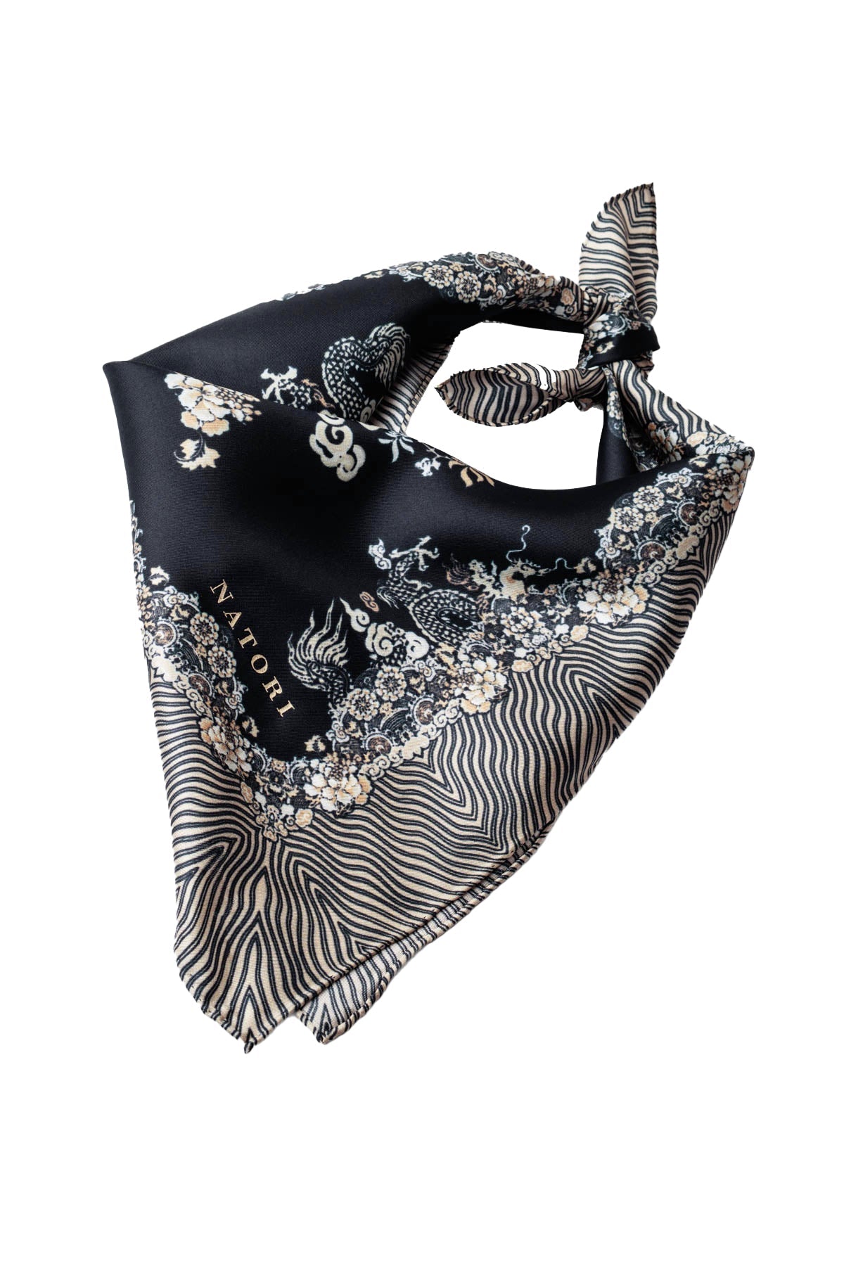 Silk Scarf Imperial Dragon Black/White Natori