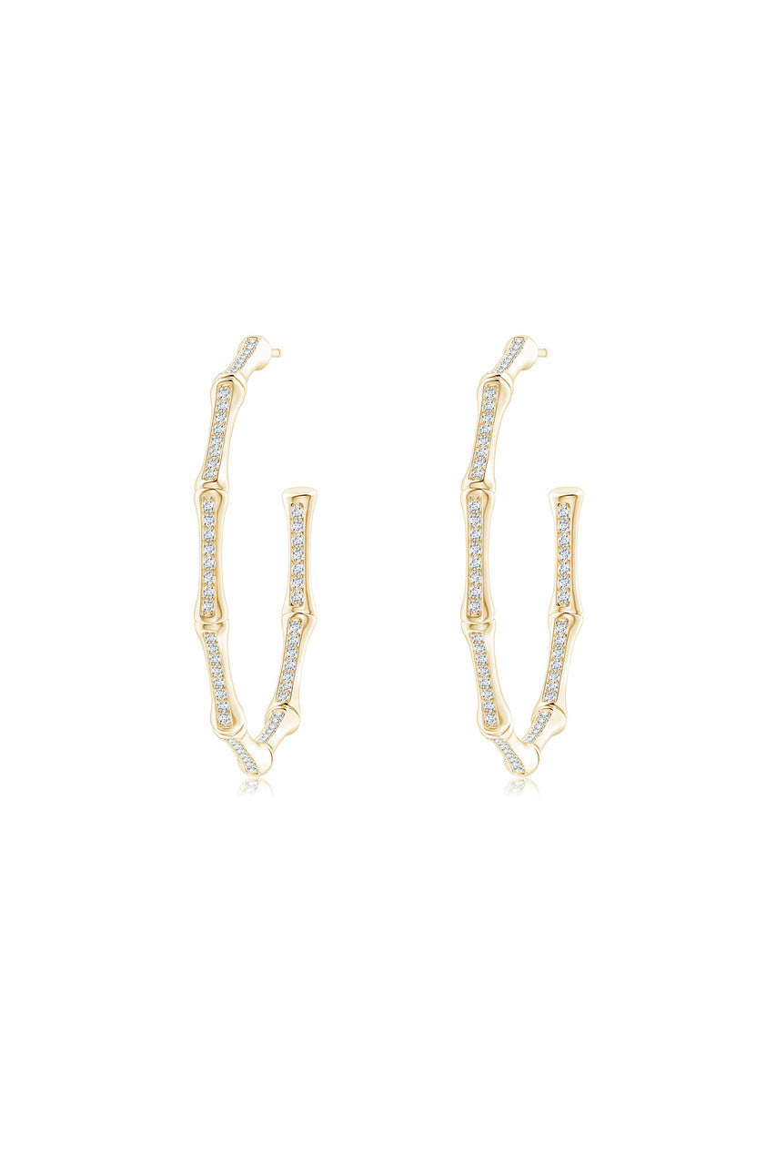 Buy Indochine 14k Medium Pave Diamond Hoop Earrings in 14K Yellow Gold Online 14K Yellow Gold Natori