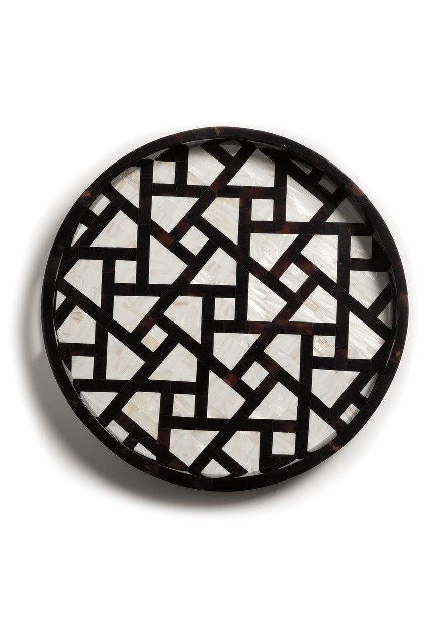 Buy Mindoro Circle Tray in Black & White Online Black & White Natori