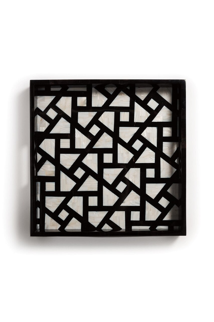 Buy Mindoro Square Tray in Black & White Online Black & White Natori