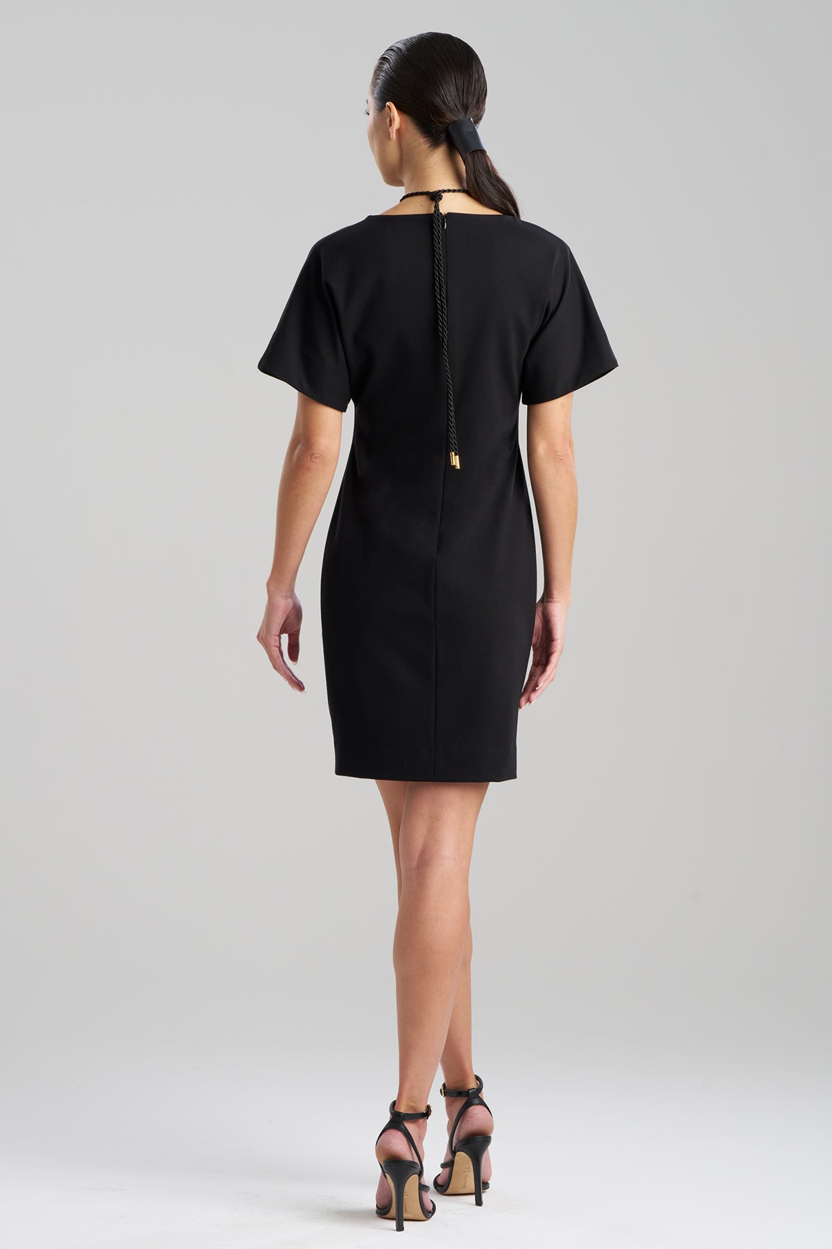Compact Knit Short Sleeve Sheath Dress Black Natori