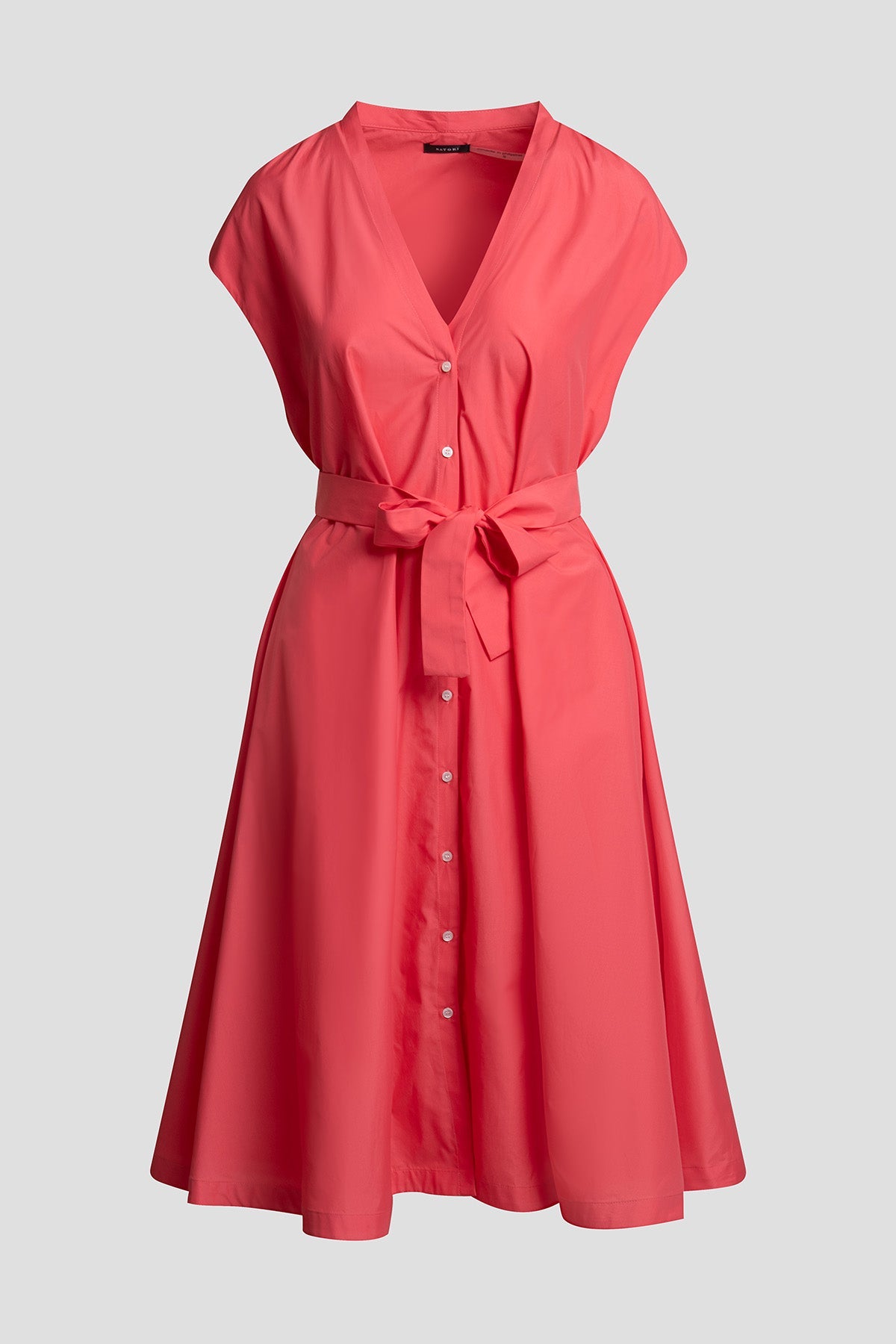 Techno Poplin Tie Front Dress Vivid Coral Natori