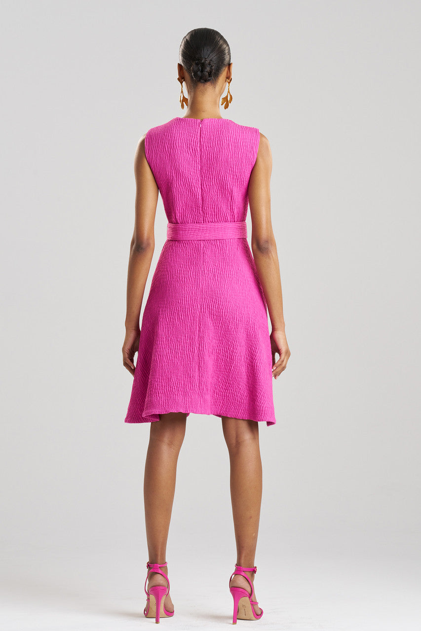 Buy Textured Cotton Jacquard Sleeveless Dress in Bright Berry Online Bright Berry Natori