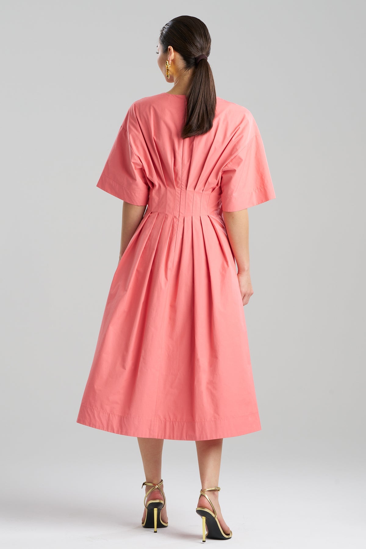 Tech Cotton Taffeta V-Neck Dress Flamingo Pink Natori