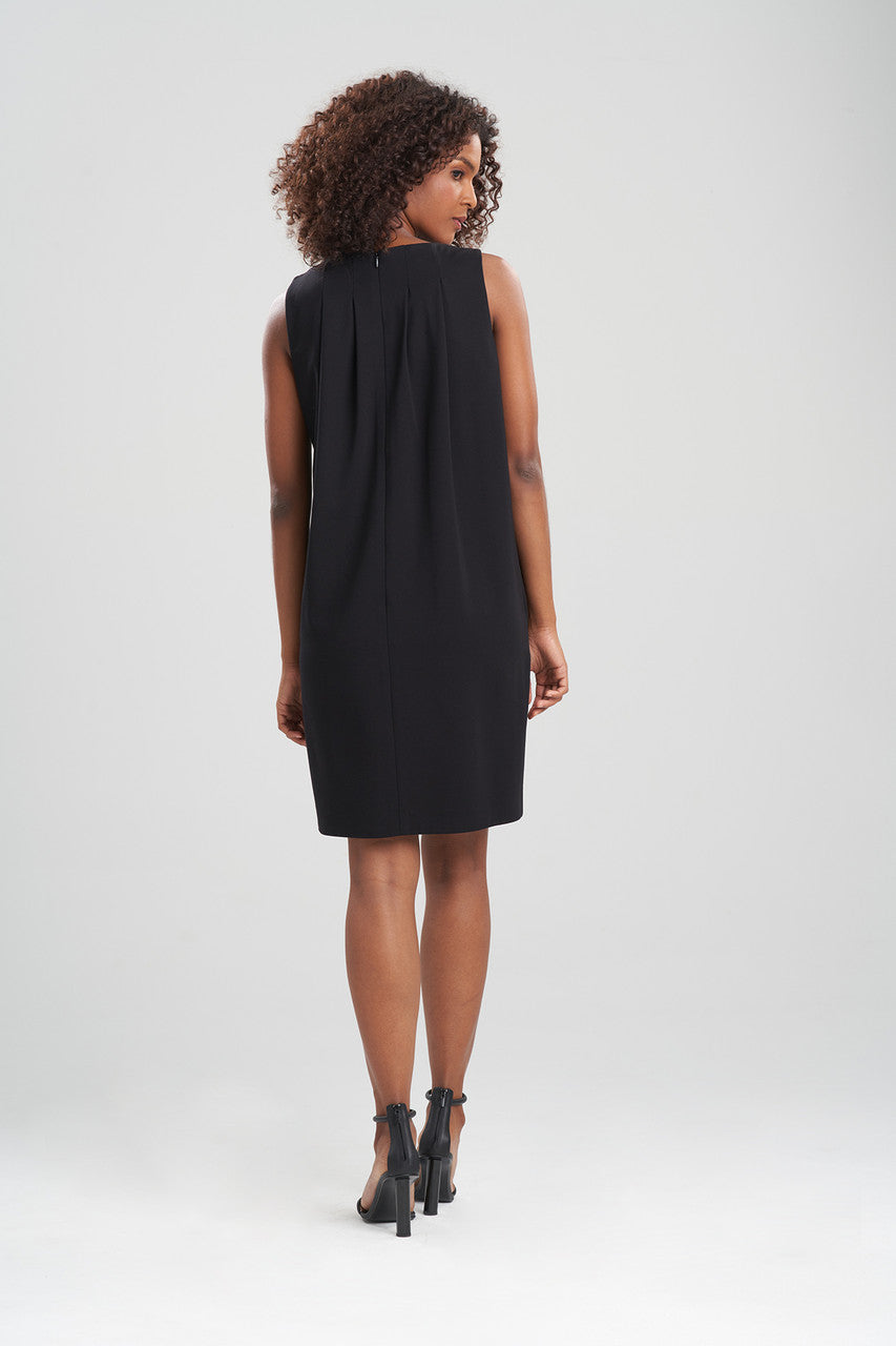Buy Light Weight Ponte Pleated Shift Dress in Black Online Black Natori