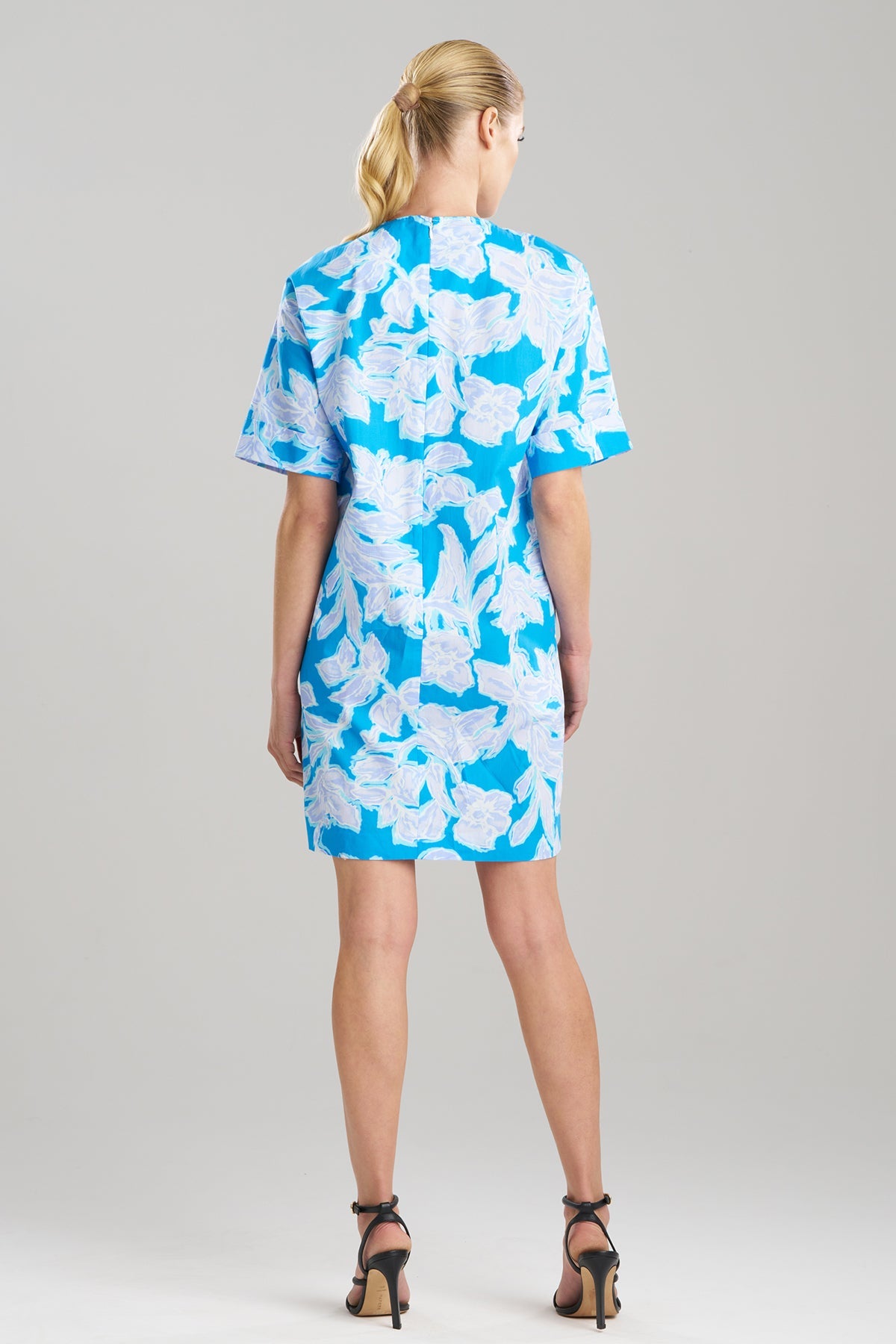 Misty Floral Cotton T-Shirt Dress Malibu Blue Natori
