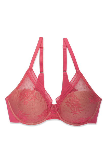 Love Lace Full Coverage Plunge T-Shirt Bra Vintage Cherry/Buff Natori