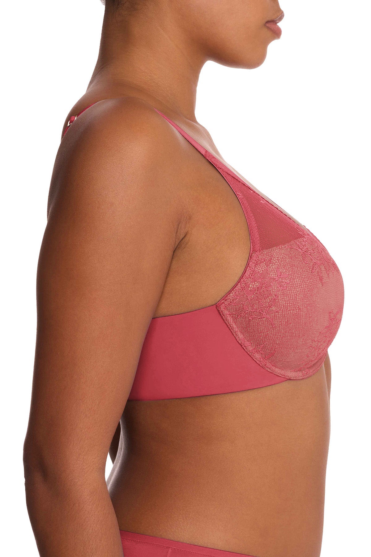 Love Lace Full Coverage Plunge T-Shirt Bra Vintage Cherry/Buff Natori