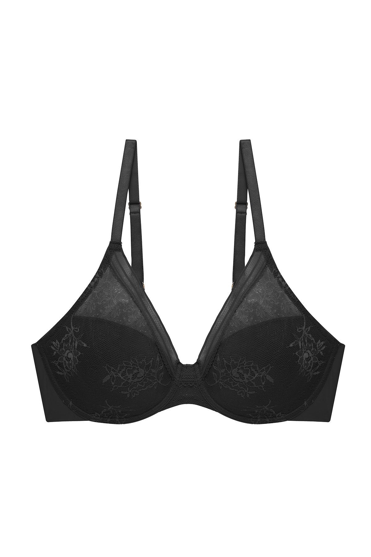 Love Lace Full Coverage Plunge T-Shirt Bra Black Natori