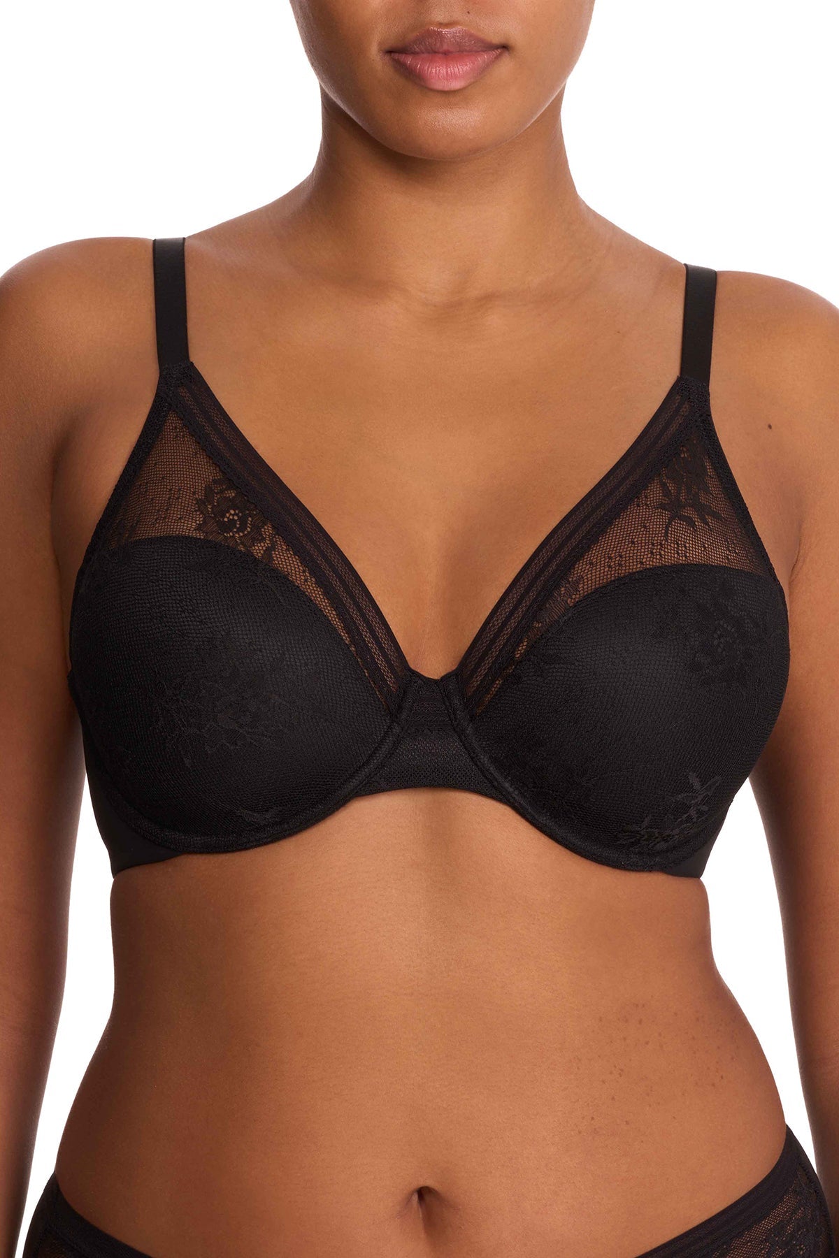Love Lace Full Coverage Plunge T-Shirt Bra Black Natori