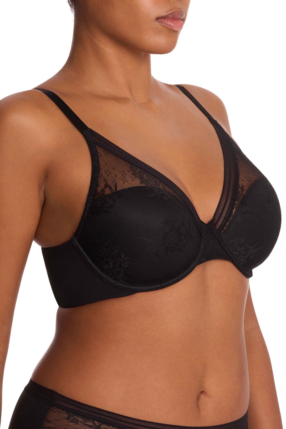Love Lace Full Coverage Plunge T-Shirt Bra Black Natori