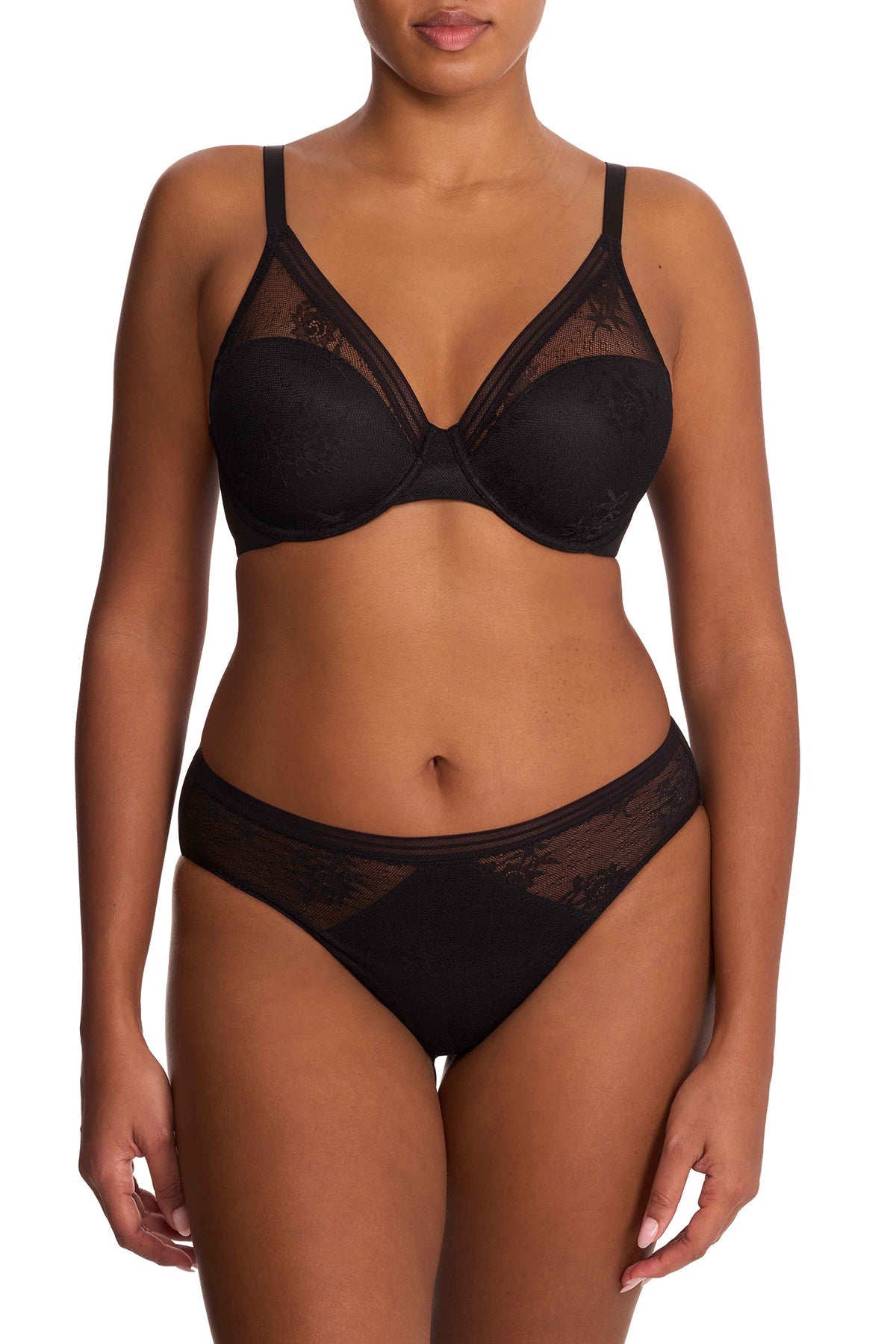 Love Lace Full Coverage Plunge T-Shirt Bra Black Natori