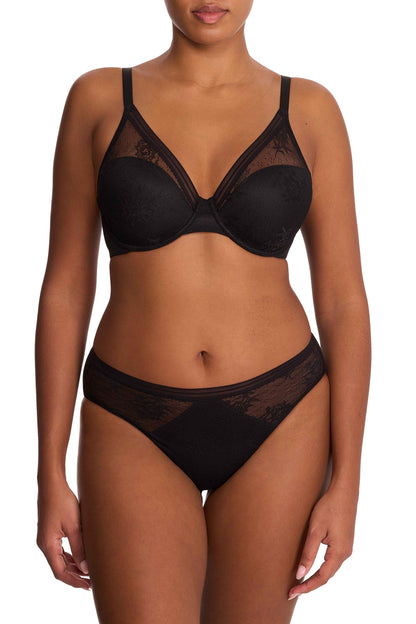 Love Lace Full Coverage Plunge T-Shirt Bra Black Natori