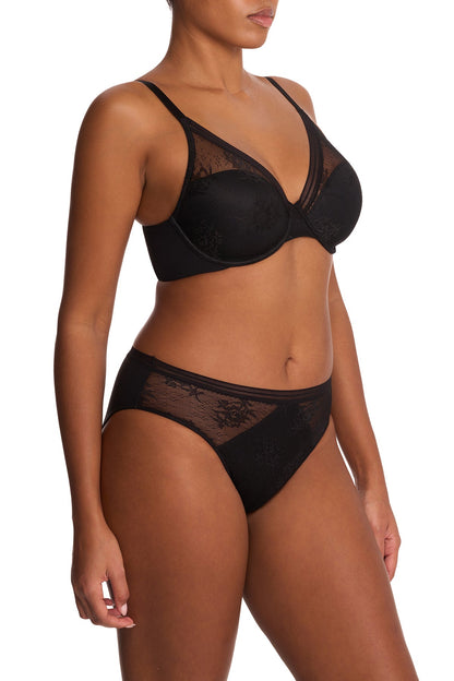 Love Lace Full Coverage Plunge T-Shirt Bra Black Natori