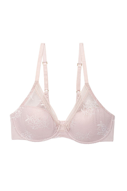 Love Lace Full Coverage Plunge T-Shirt Bra Pink Pearl/Warm White Natori