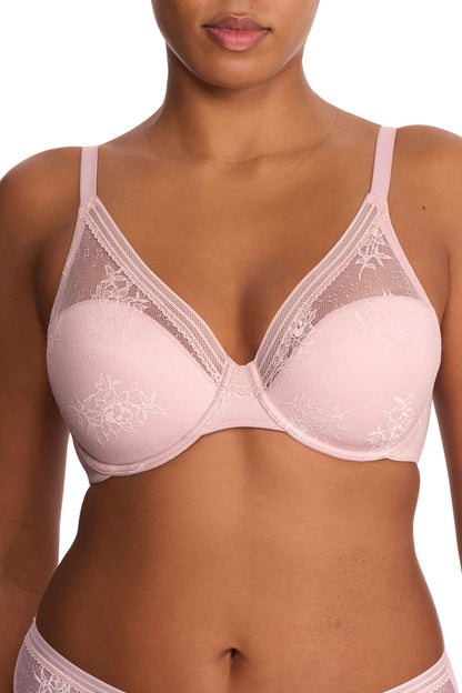 Love Lace Full Coverage Plunge T-Shirt Bra Pink Pearl/Warm White Natori