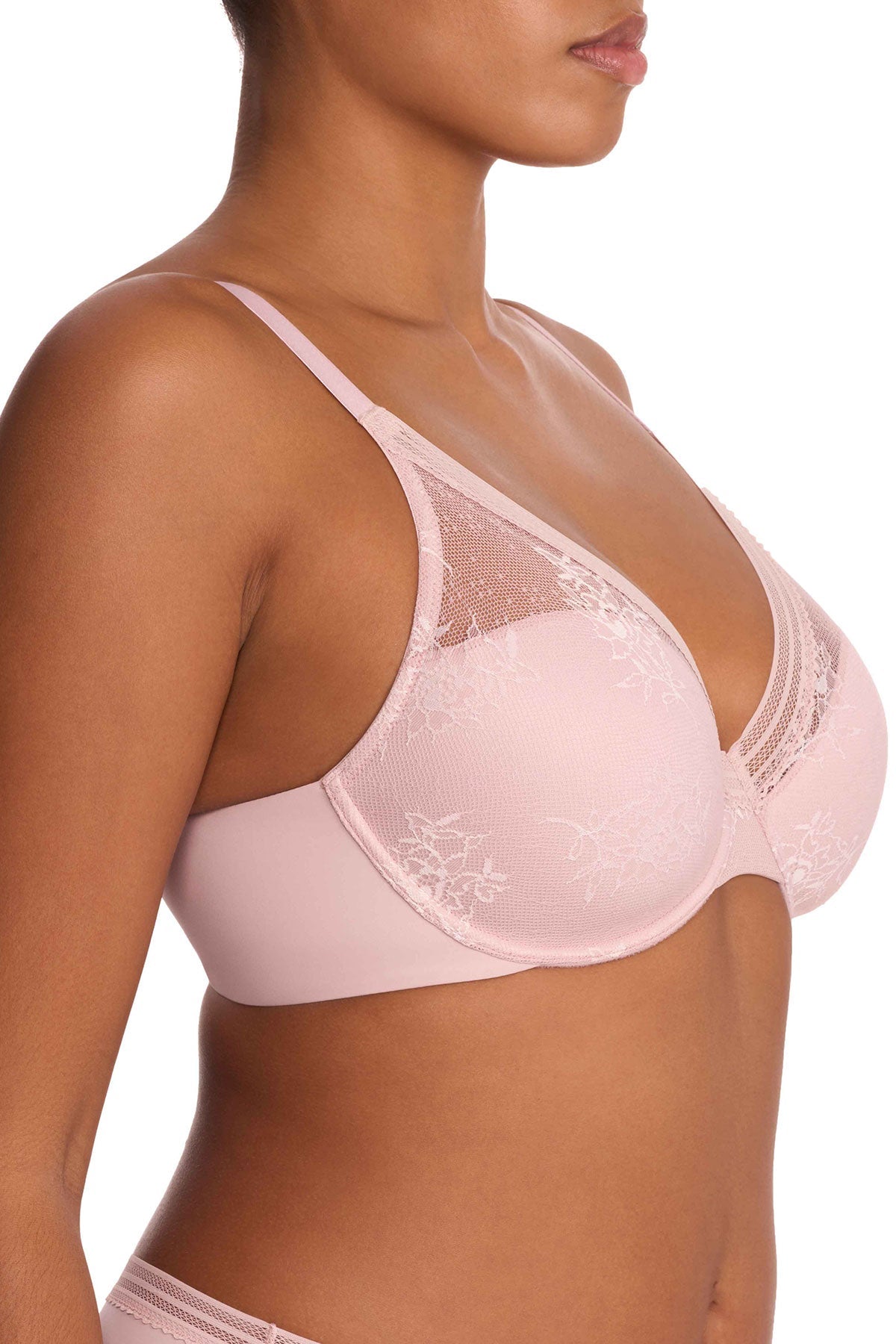 Love Lace Full Coverage Plunge T-Shirt Bra Pink Pearl/Warm White Natori