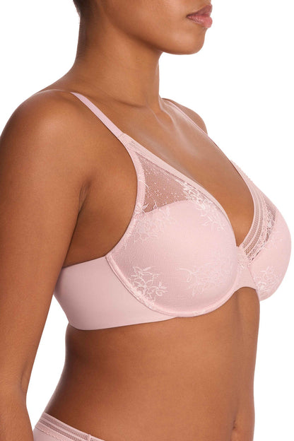 Love Lace Full Coverage Plunge T-Shirt Bra Pink Pearl/Warm White Natori