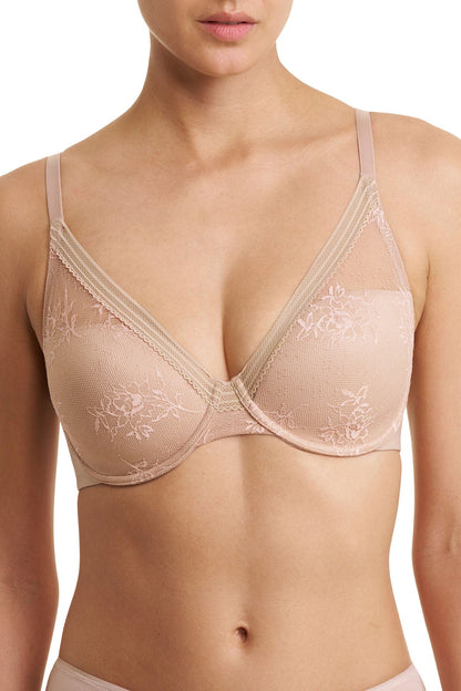 Love Lace Full Coverage Plunge T-Shirt Bra Café/Lt Mocha Natori