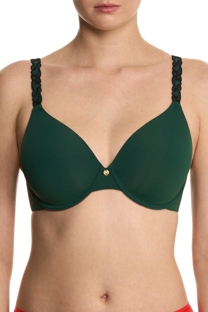 Pure Luxe Custom Coverage Contour Underwire Bra Midnight Jade/Black Natori
