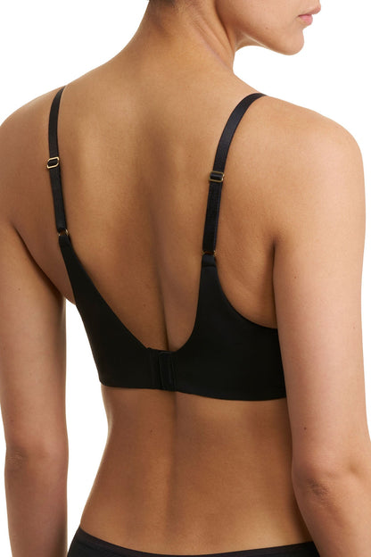 Love Lace Full Coverage Plunge T-Shirt Bra Black/Midnight Navy Natori