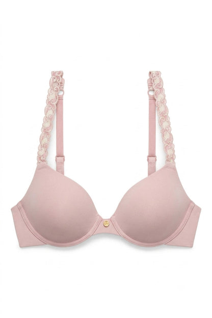 Pure Luxe Custom Coverage Contour Underwire Bra Pink Velvet/Ivory Rose Natori