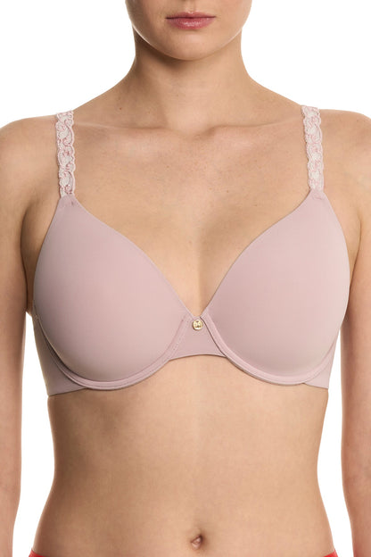 Pure Luxe Custom Coverage Contour Underwire Bra Pink Velvet/Ivory Rose Natori