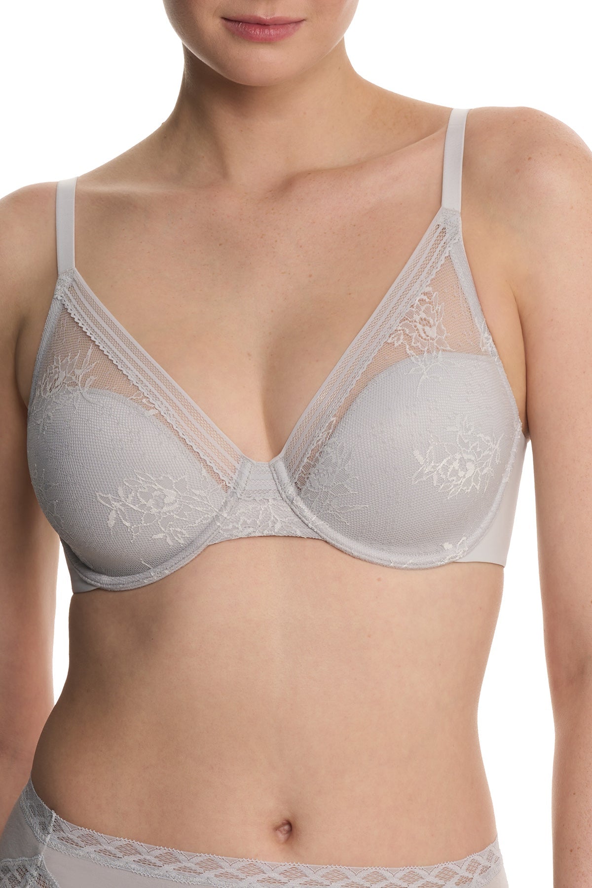Love Lace Full Coverage Plunge T-Shirt Bra Mink/Warm White Natori