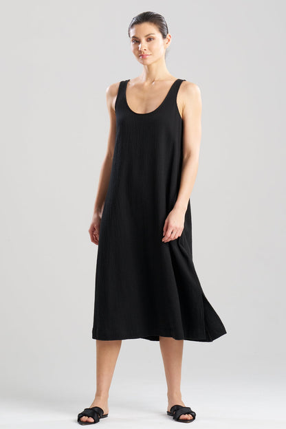 Buy Onsen Cotton Tank Slip Dress in Black Online Black Natori