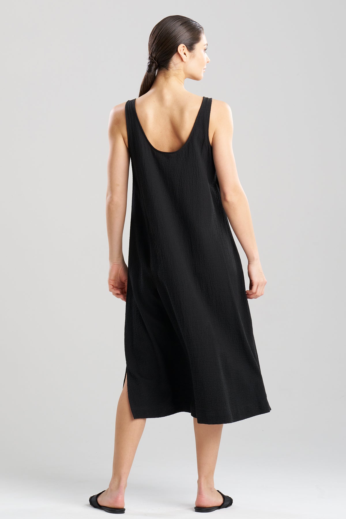 Buy Onsen Cotton Tank Slip Dress in Black Online Black Natori