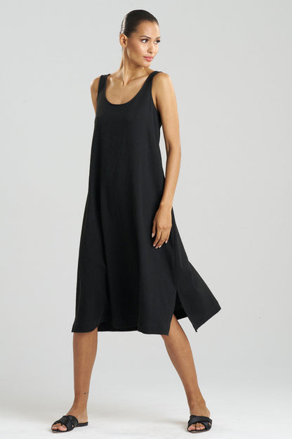 Buy Onsen Cotton Tank Slip Dress in Black Online Black Natori
