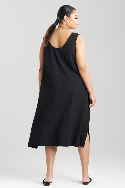 Buy Onsen Cotton Tank Slip Dress in Black Online Black Natori