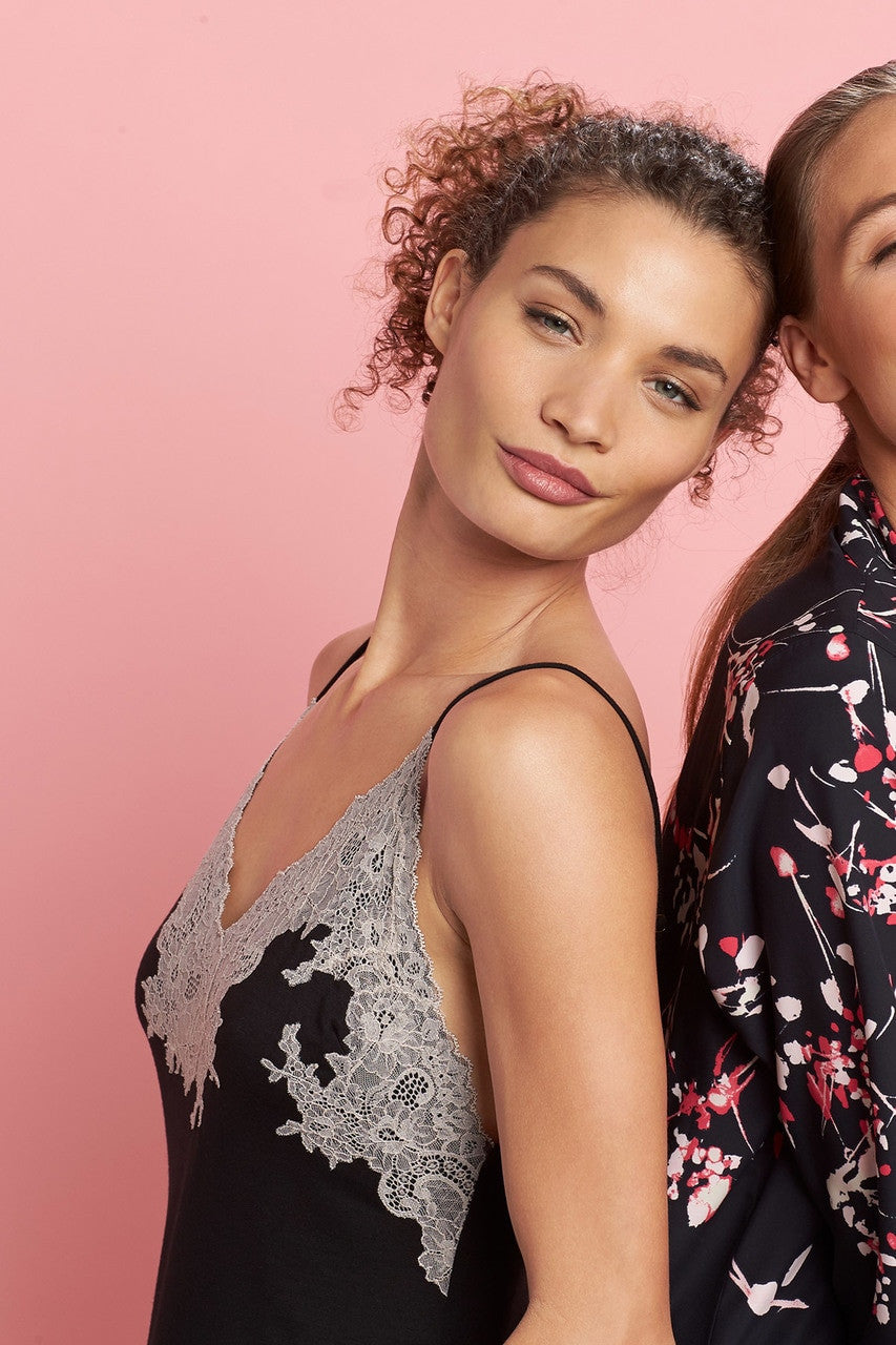 Buy Luxe Shangri-La TENCEL™ Chemise in Black/Cocoon Online Black/Cocoon Natori