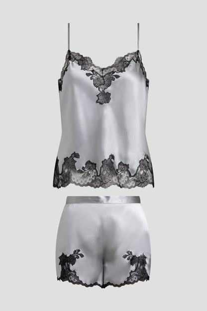 Lolita Lace Cami Shorts PJ Silver/Black Natori