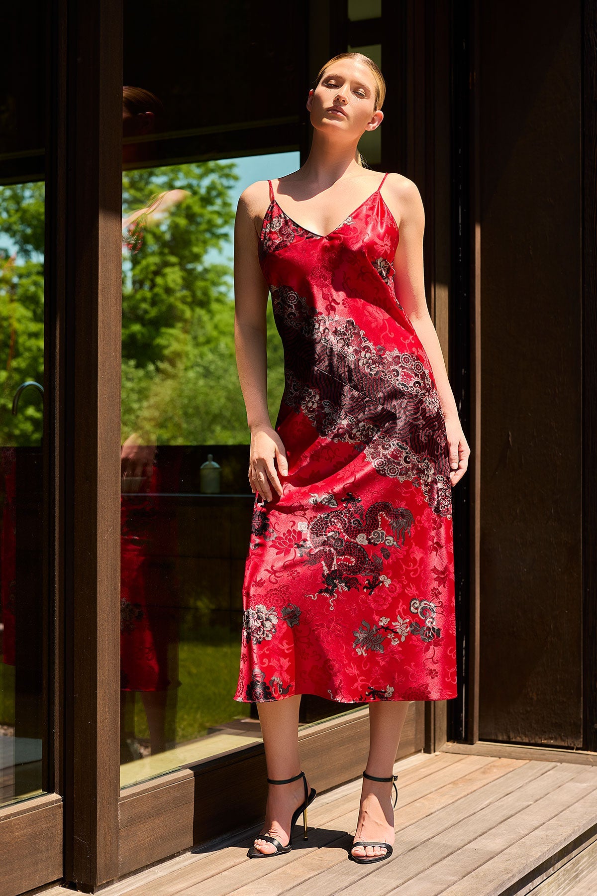 Buy Imperial Dragon Jacquard Gown in Red Online Red Natori
