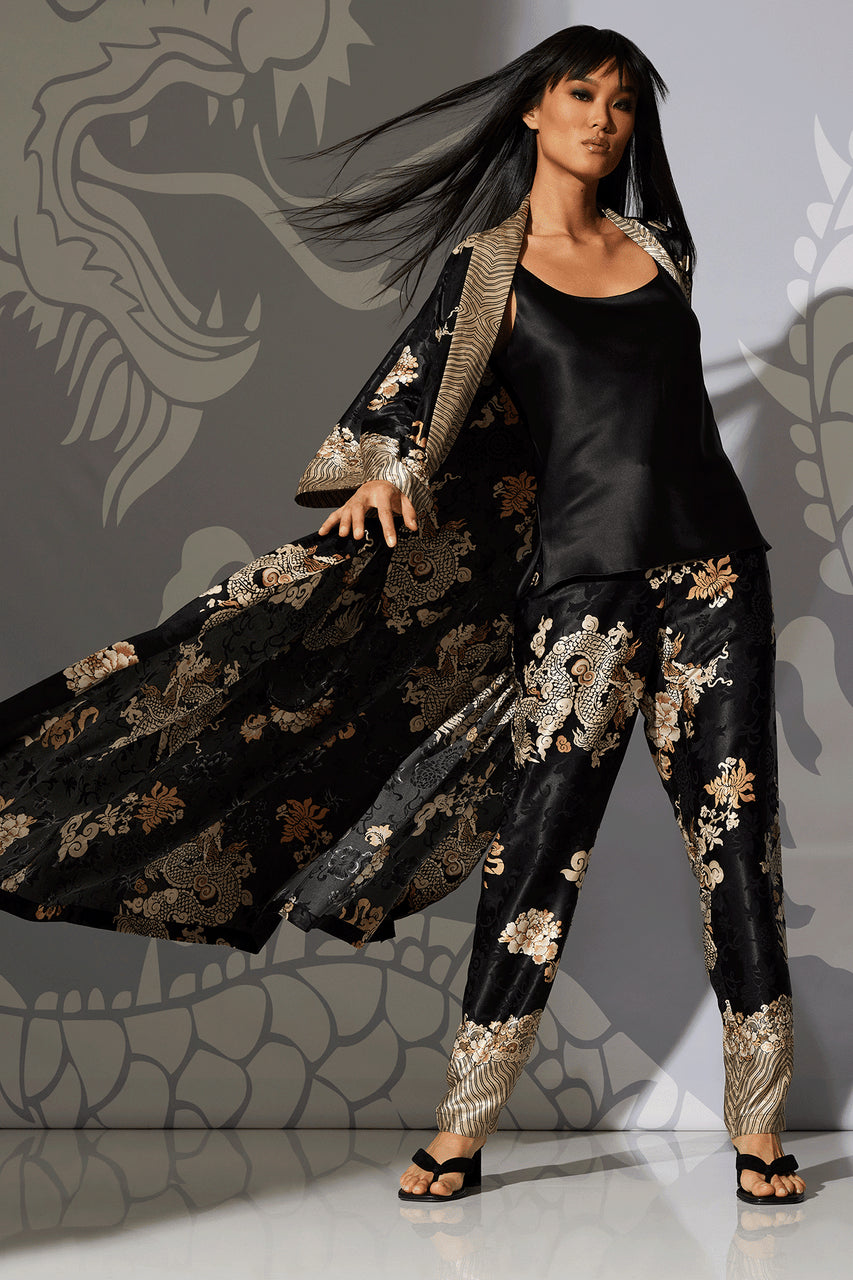 Buy Imperial Dragon Jacquard Pants in Black Online Black Natori