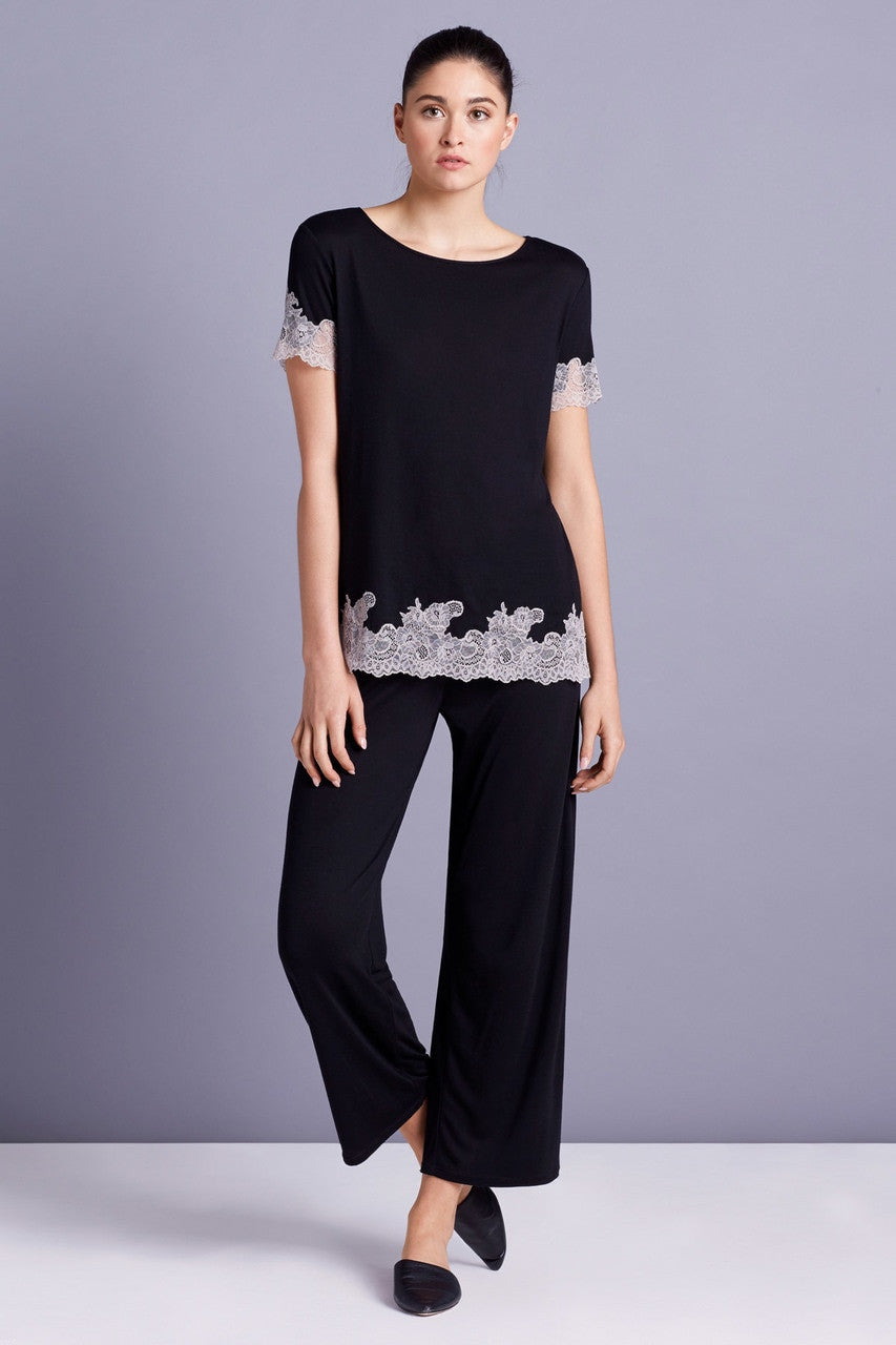 Buy Luxe Shangri-La TENCEL™ Short Sleeve PJ Basics in Black/Cocoon Online Black/Cocoon Natori