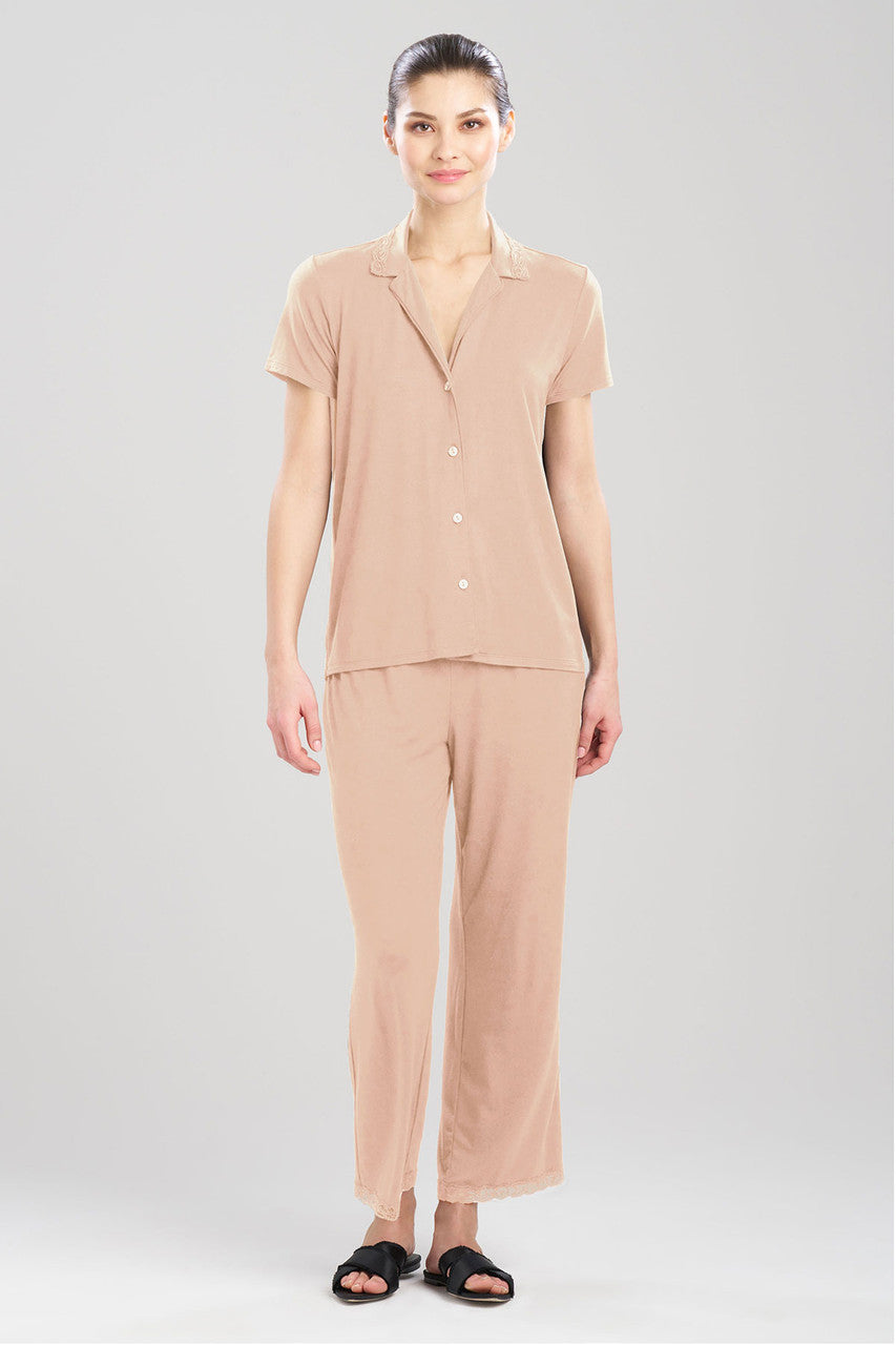 Buy Feathers Essentials Lenzing™ Ecovero™ Viscose Lace Applique Trim PJ in Café Online Café Natori