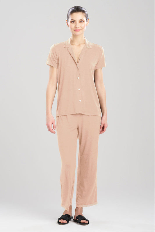 Buy Feathers Essentials Lenzing™ Ecovero™ Viscose Lace Applique Trim PJ in Café Online Café Natori