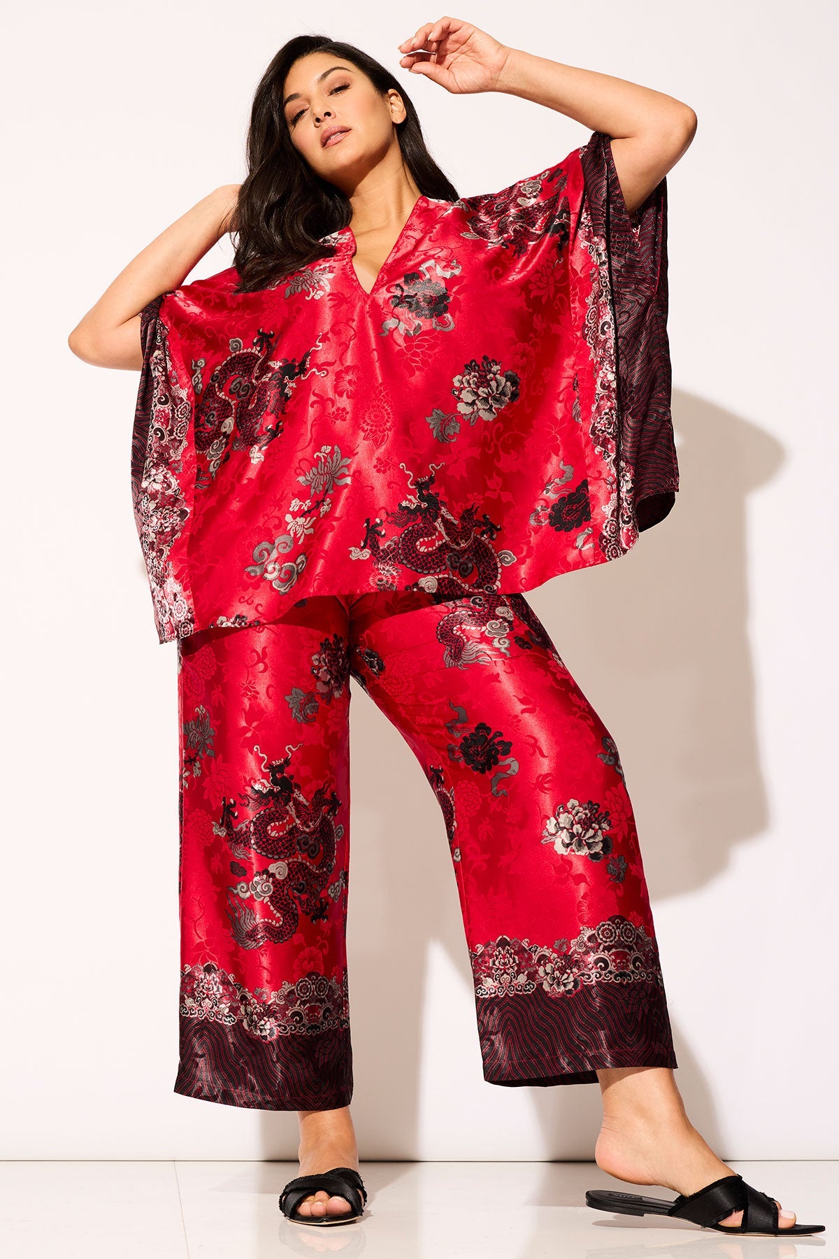 Imperial Dragon Jacquard PJ Red Natori