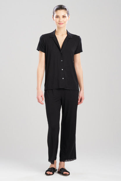 Buy Feathers Essentials Lenzing™ Ecovero™ Viscose Lace Applique Trim PJ in Black Online Black Natori
