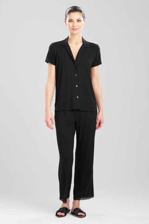 Buy Feathers Essentials Lenzing™ Ecovero™ Viscose Lace Applique Trim PJ in Black Online Black Natori