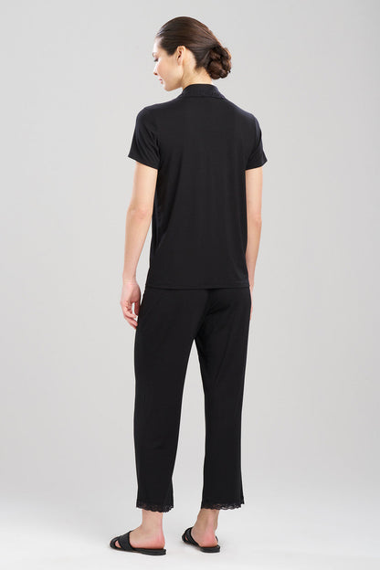 Buy Feathers Essentials Lenzing™ Ecovero™ Viscose Lace Applique Trim PJ in Black Online Black Natori