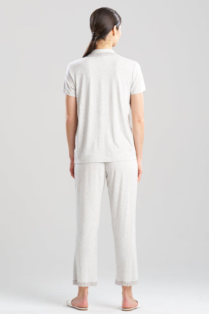 Buy Feathers Essentials Lenzing™ Ecovero™ Viscose Lace Applique Trim PJ in Light Heather Grey Online Light Heather Grey Natori