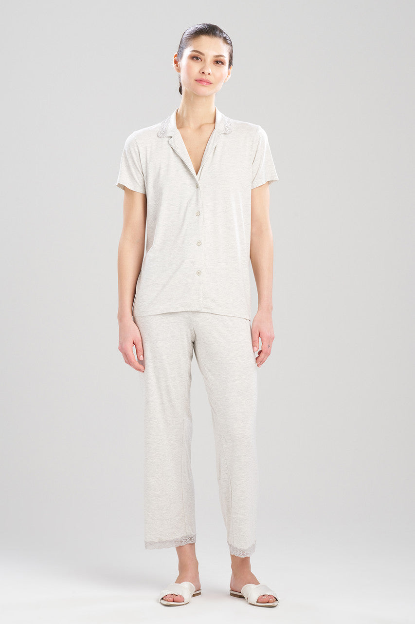 Buy Feathers Essentials Lenzing™ Ecovero™ Viscose Lace Applique Trim PJ in Light Heather Grey Online Light Heather Grey Natori