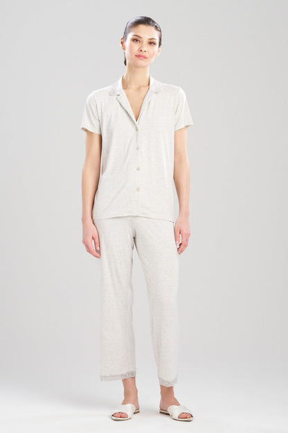 Buy Feathers Essentials Lenzing™ Ecovero™ Viscose Lace Applique Trim PJ in Light Heather Grey Online Light Heather Grey Natori
