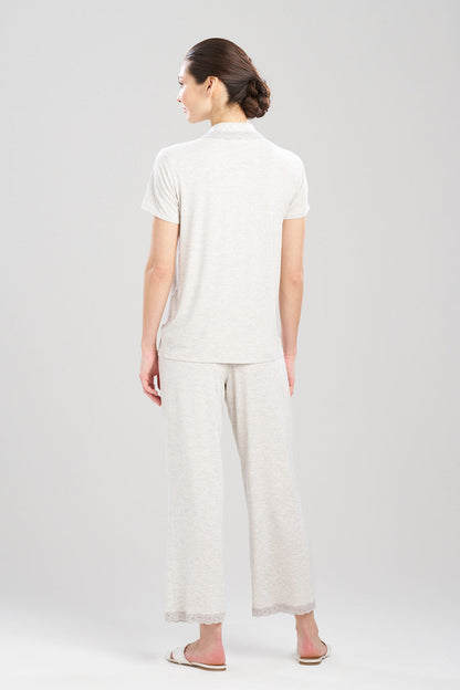 Buy Feathers Essentials Lenzing™ Ecovero™ Viscose Lace Applique Trim PJ in Light Heather Grey Online Light Heather Grey Natori