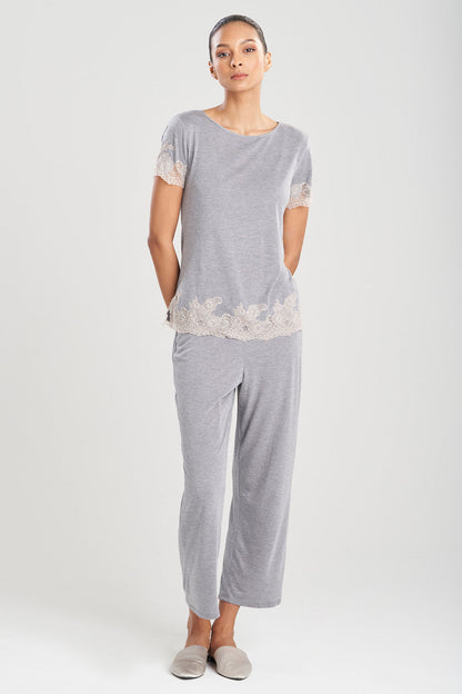 Buy Luxe Shangri-La TENCEL™ Short Sleeve PJ Basics in Grey/Cocoon Online Grey/Cocoon Natori